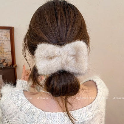 Clip Claw Hair Bow Chenille