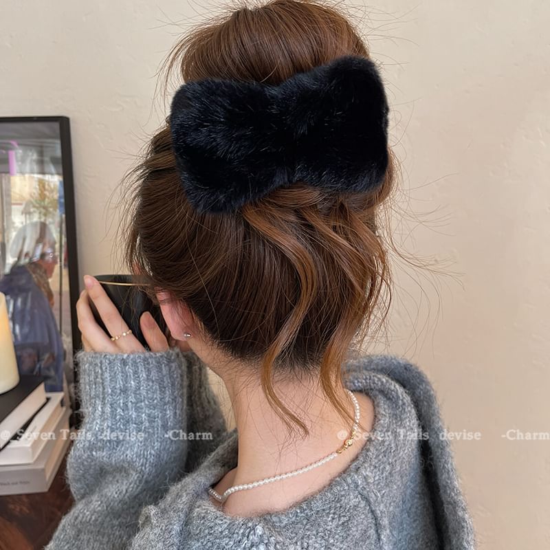 Clip Claw Hair Bow Chenille