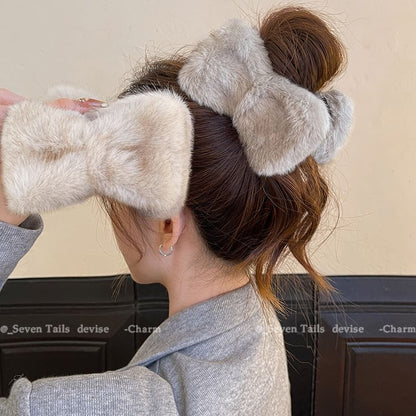 Clip Claw Hair Bow Chenille