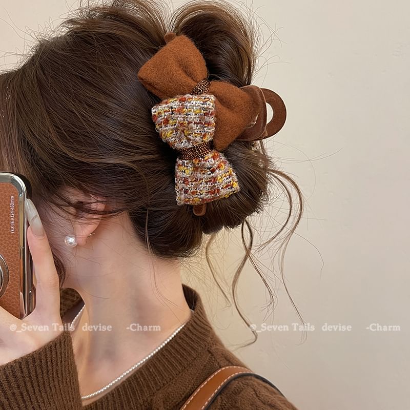 Hair Tweed Bow Claw