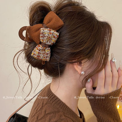 Hair Tweed Bow Claw