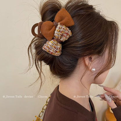 Hair Tweed Bow Claw