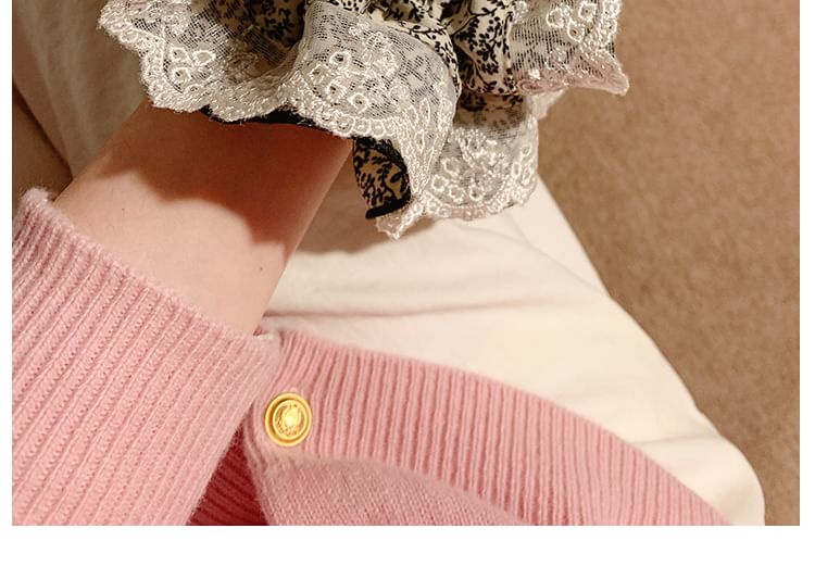 Scrunchie Floral Trim Print Lace