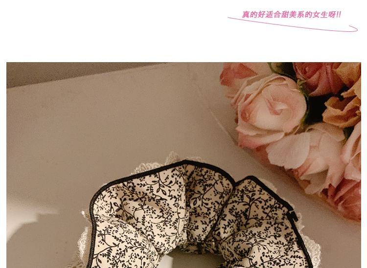 Scrunchie Floral Trim Print Lace