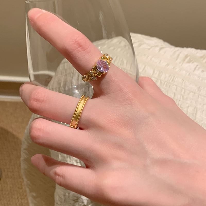 Legierungsring-Set gebürstet offen / Strass