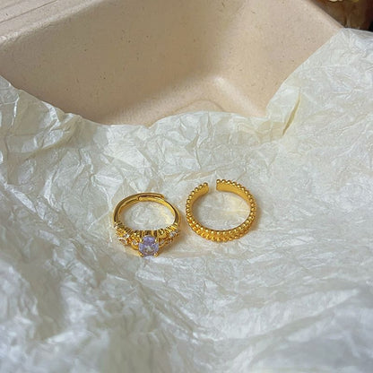 Legierungsring-Set gebürstet offen / Strass