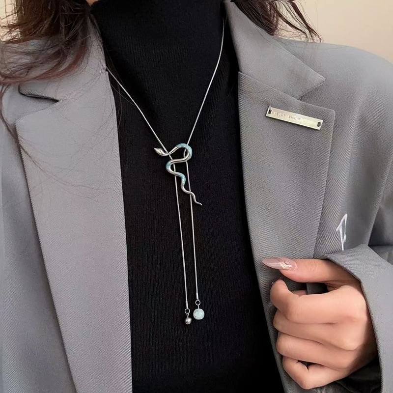 Necklace Lariat Snake Pendant Alloy