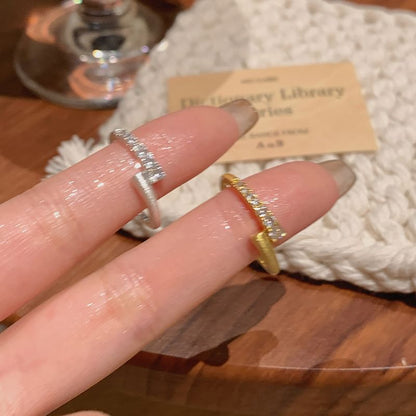 Open Alloy Rhinestone Ring Set /