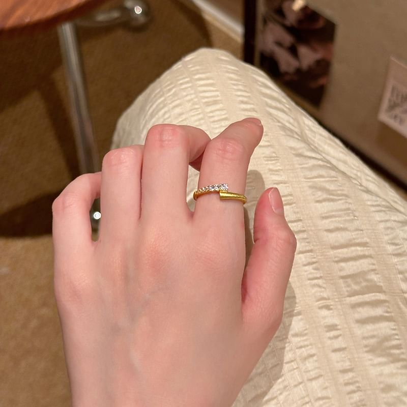 Open Alloy Rhinestone Ring Set /