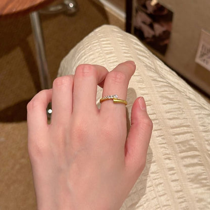 Open Alloy Rhinestone Ring Set /