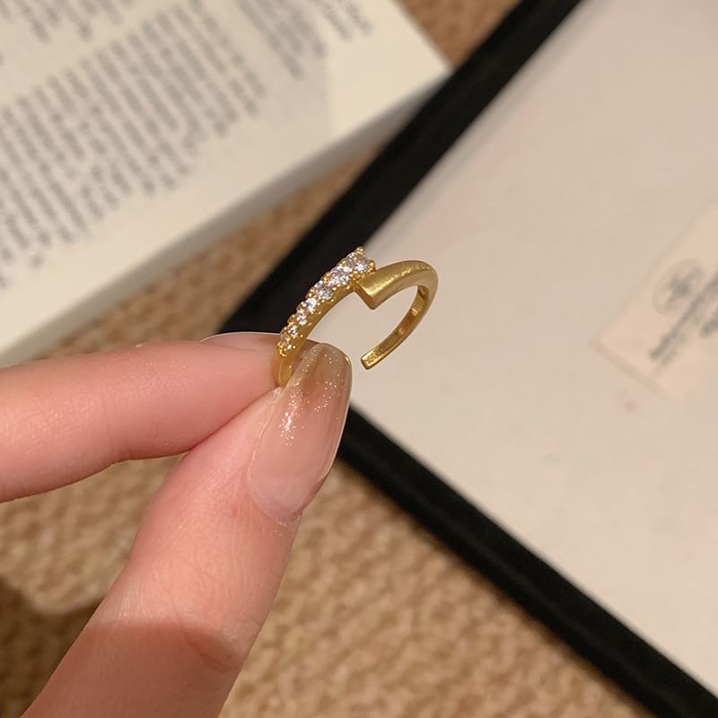 Open Alloy Rhinestone Ring Set /