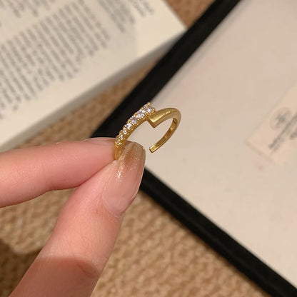 Open Alloy Rhinestone Ring Set /