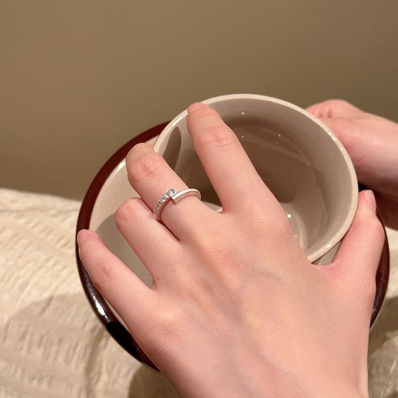 Open Alloy Rhinestone Ring Set /