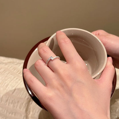 Open Alloy Rhinestone Ring Set /