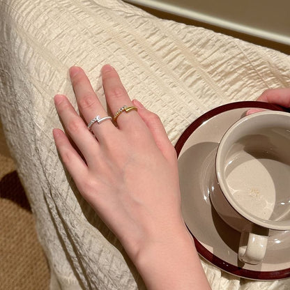 Open Alloy Rhinestone Ring Set /