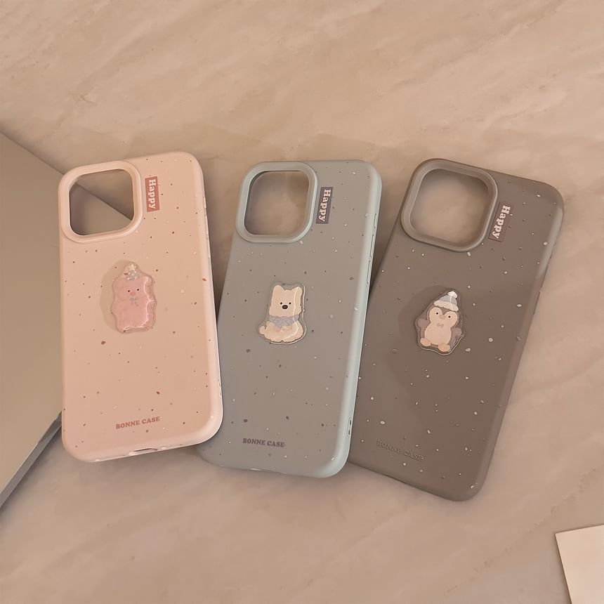 動物が飛び散ったケース付き携帯電話