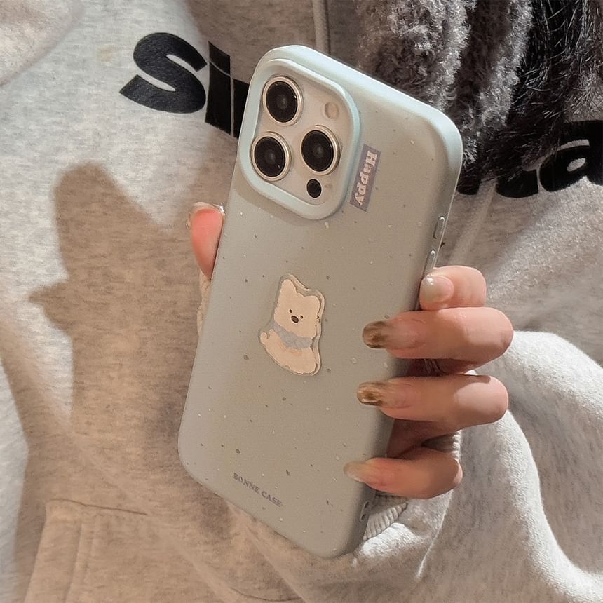 動物が飛び散ったケース付き携帯電話