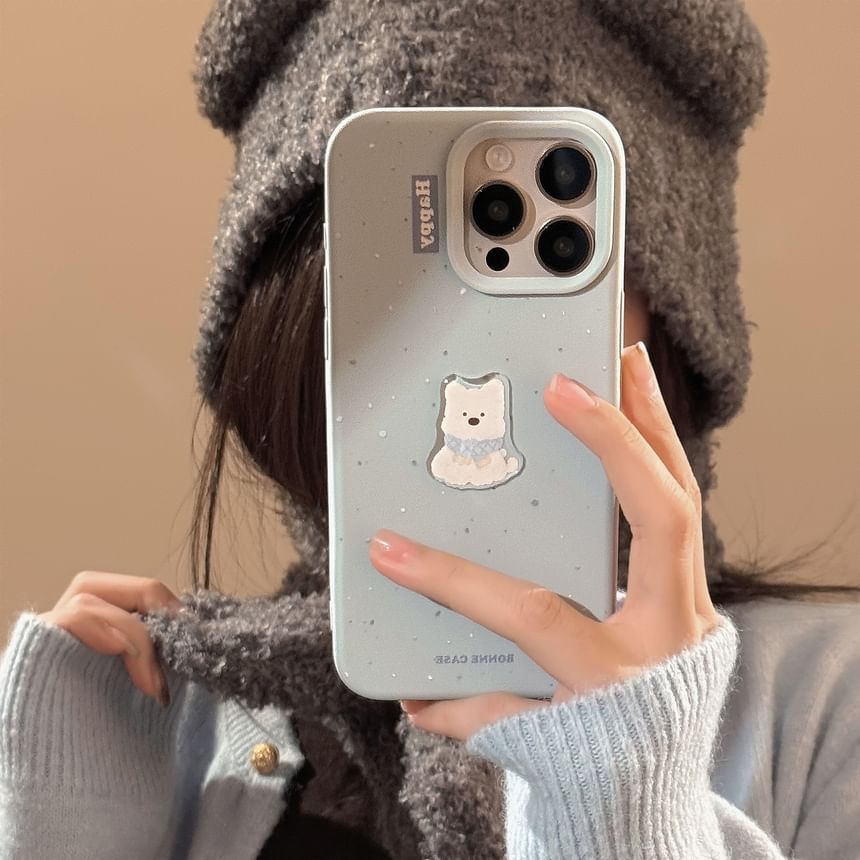 動物が飛び散ったケース付き携帯電話