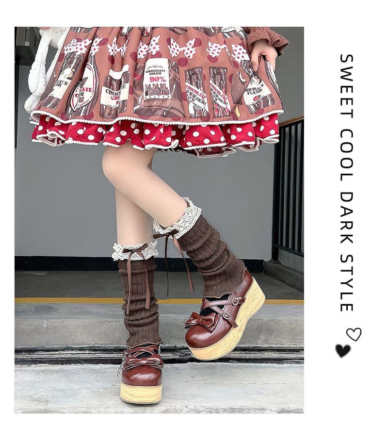 Leg Trim Accent Bow Warmers Lace