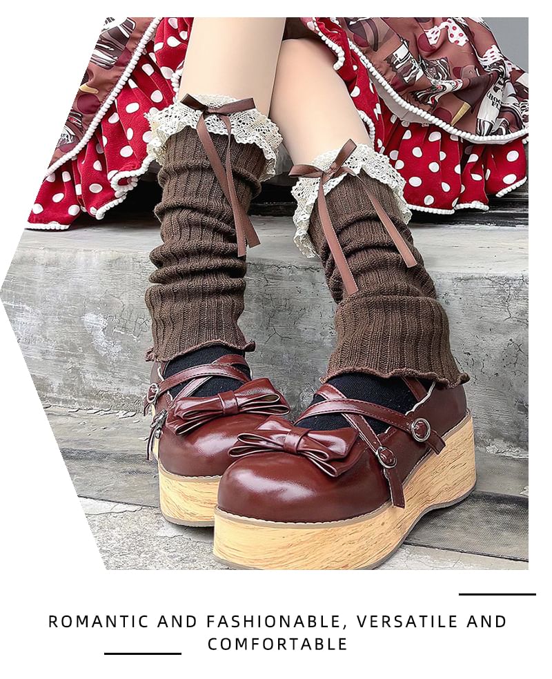 Leg Trim Accent Bow Warmers Lace