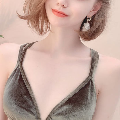 / イヤリング シェル ドロップ オン ディスク クリップ