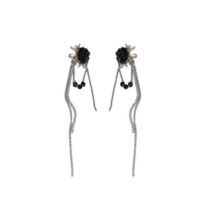 Earring Clip-On CZ Dangle Flower