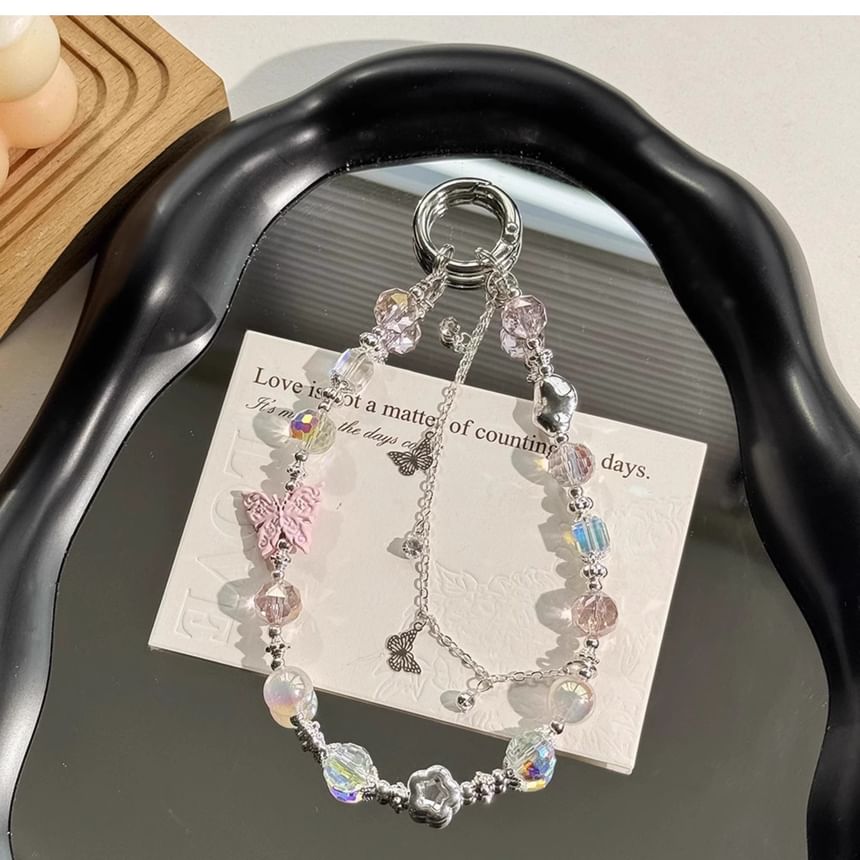 Strap Faux Phone Butterfly Pearl Crystal