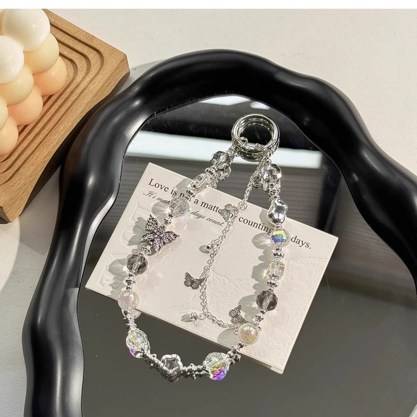 Strap Faux Phone Butterfly Pearl Crystal