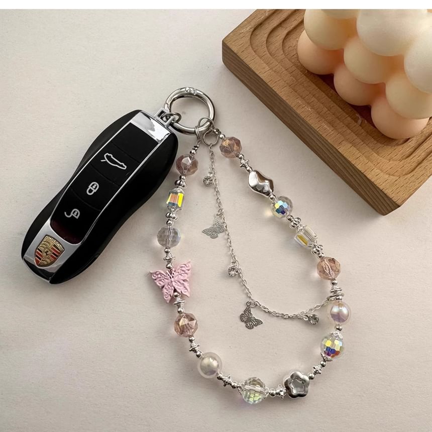 Strap Faux Phone Butterfly Pearl Crystal