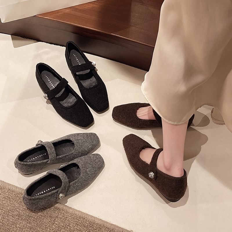 Square Wedge Toe Hidden Pumps Mary Jane