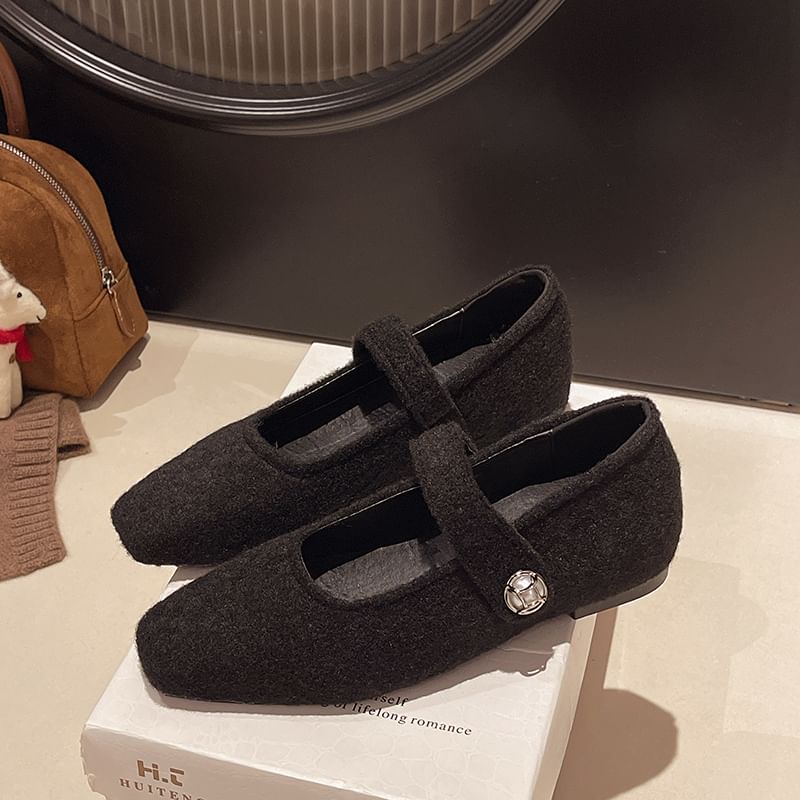 Square Wedge Toe Hidden Pumps Mary Jane