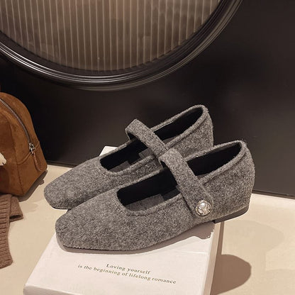 Square Wedge Toe Hidden Pumps Mary Jane