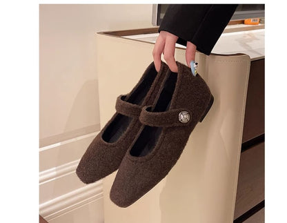 Square Wedge Toe Hidden Pumps Mary Jane