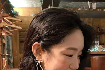 Perlen Sterling 925 Ohrring Schleife Ohrstecker Silber