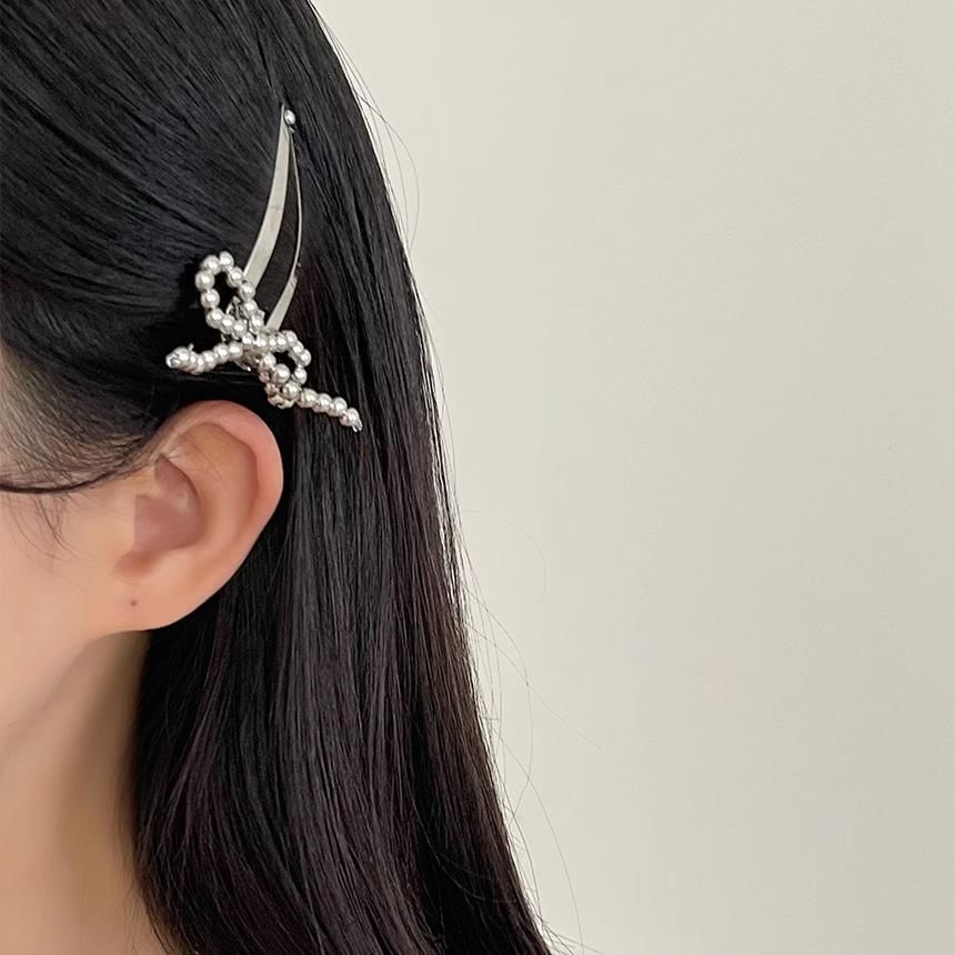 Set Clip Hair Beaded Alloy Bow