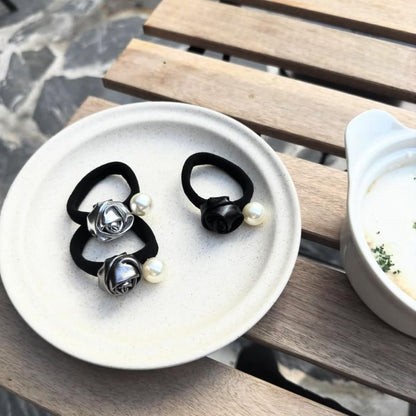 Tie Hair Pearl Flower Faux