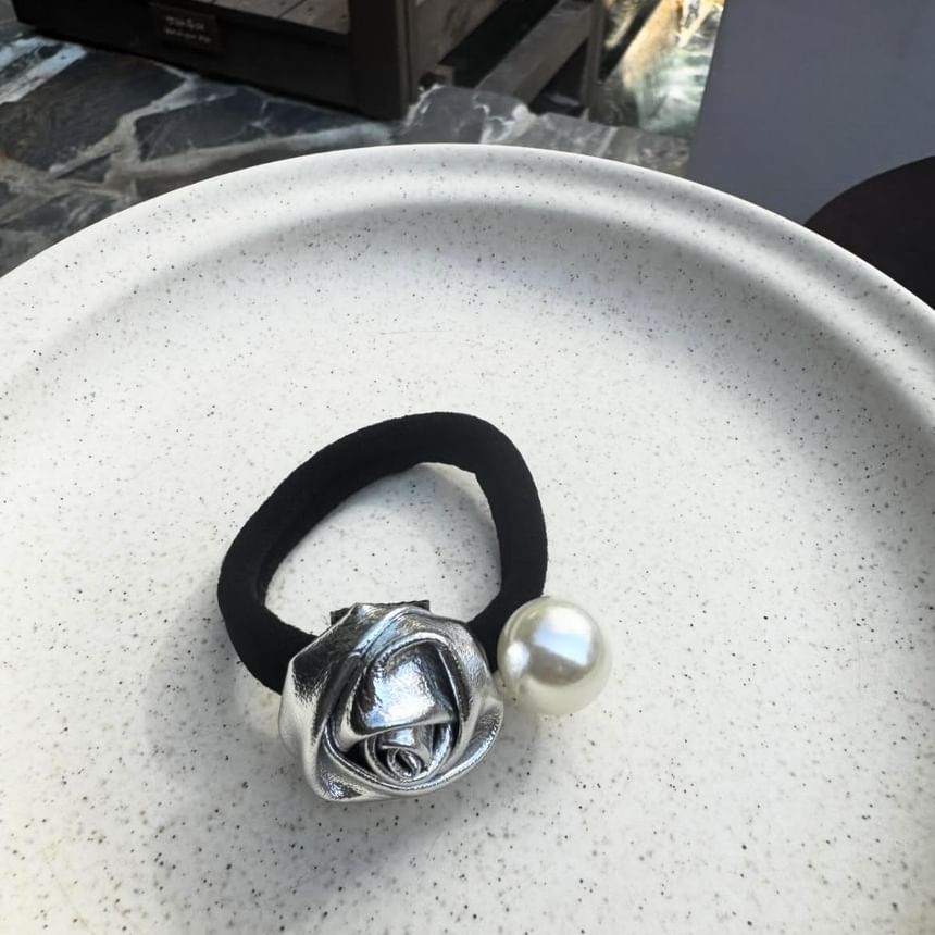 Tie Hair Pearl Flower Faux