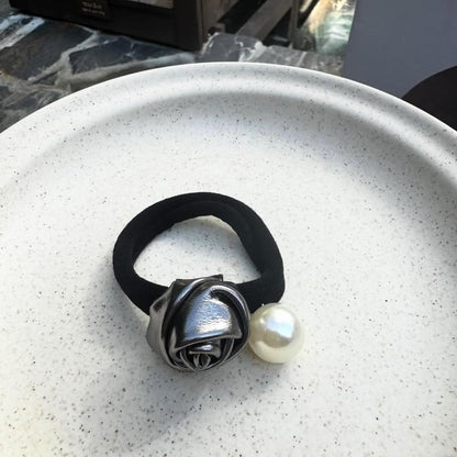 Tie Hair Pearl Flower Faux