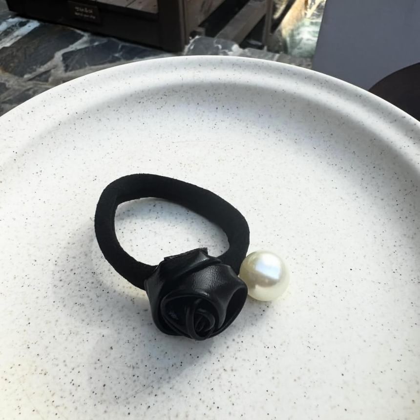 Tie Hair Pearl Flower Faux