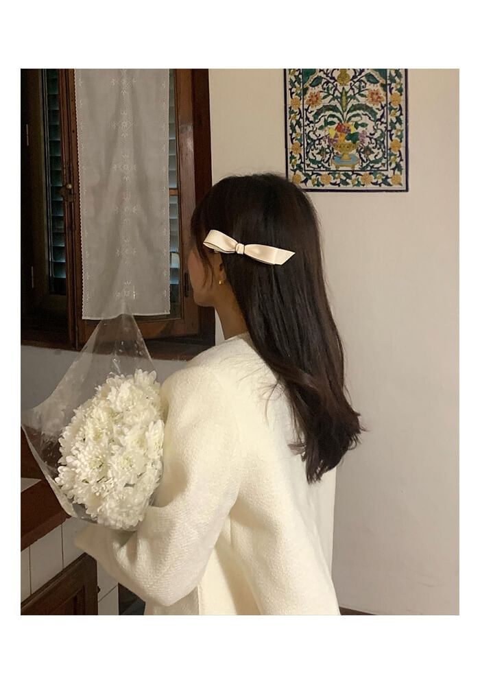 Hair Contrast Bow Set Clip / Trim