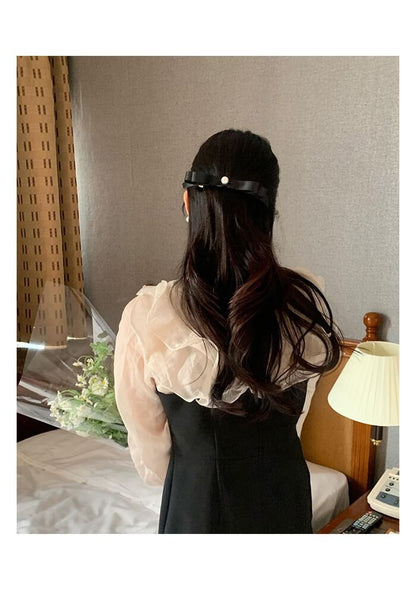 Clip Faux Pearl Bow Hair