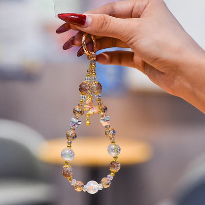 Butterfly Crystal Faux with Phone Lanyard Strap Pad