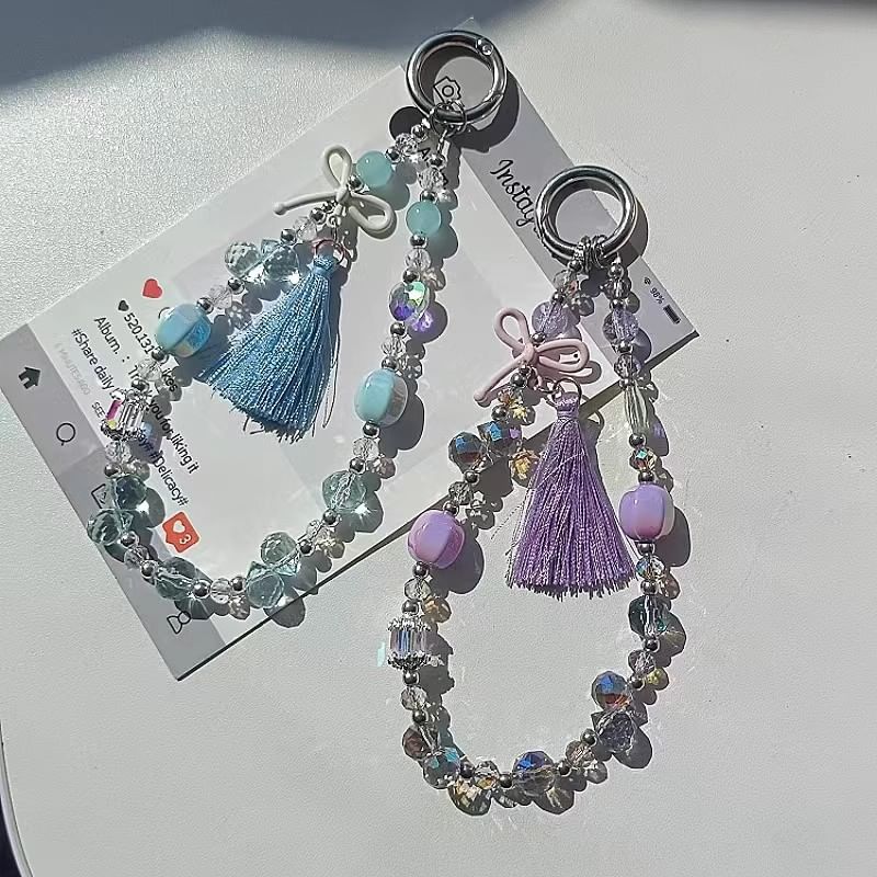 Crystal Phone Faux Lanyard Strap Pad Bow with