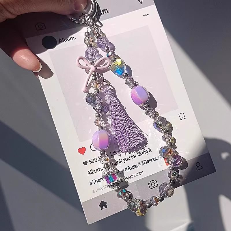 Crystal Phone Faux Lanyard Strap Pad Bow with