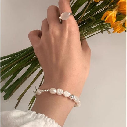 スターリングシルバービーズパールブレスレット フェイク925