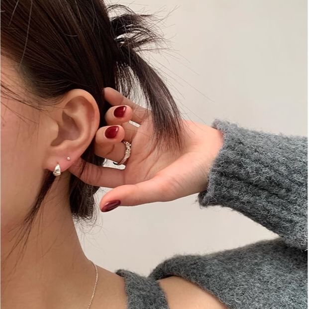 Glossy Sterling Silver Hoop Earring 925