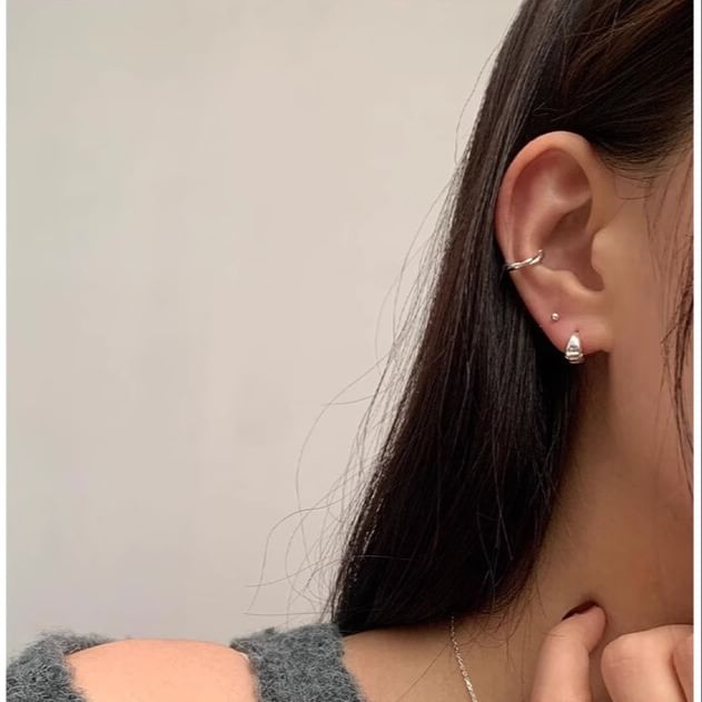 Glänzender Creolen-Ohrring aus Sterlingsilber 925