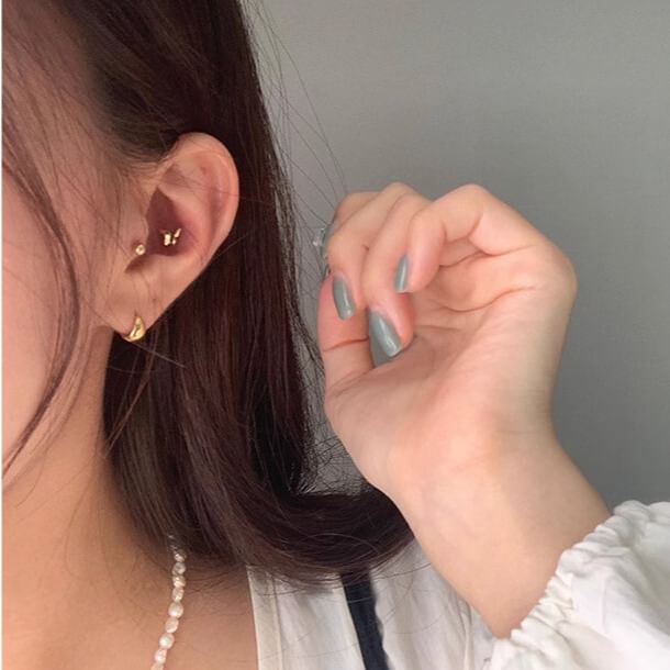 Glossy Sterling Silver Hoop Earring 925