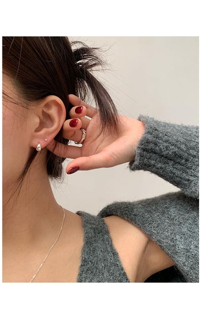 Glänzender Creolen-Ohrring aus Sterlingsilber 925