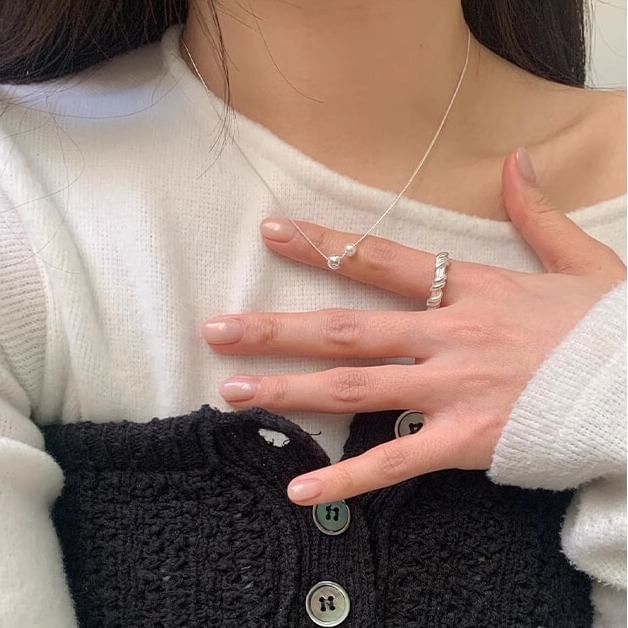 Faux 925 Sterling Necklace Silver Ball Pearl